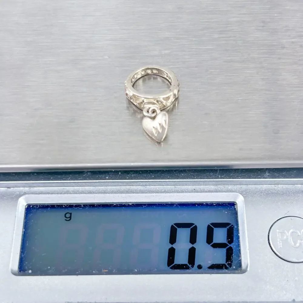 Vintage Sterling Silver 925 Heart Dangle Bracelet Charm